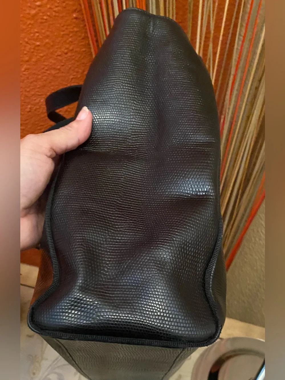 Salvatore Ferragamo Vintage - GUC -Vera Bow Lizard Embossed Shoulder Black Bag